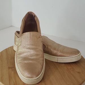 Frye Ivy Slip on Metallic Gold Leather Slip on Sneakers Women's Size 9M